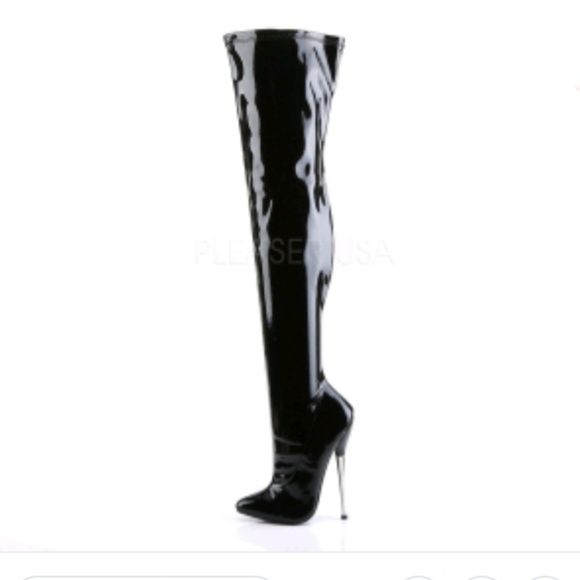 thigh high wet look boots